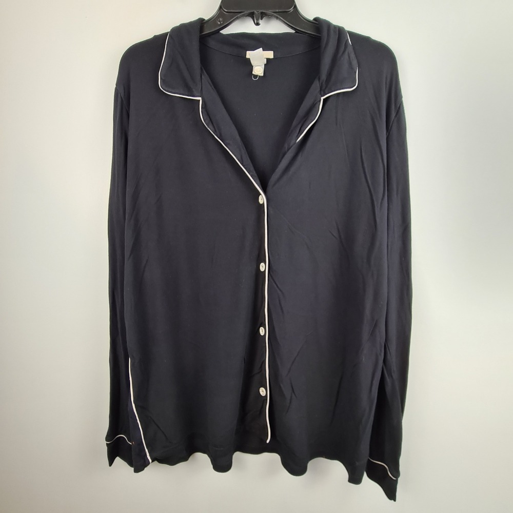Eberjey Gisele Long Sleeve Pajama Top Black Modal Spandex Size Large L Pajamas